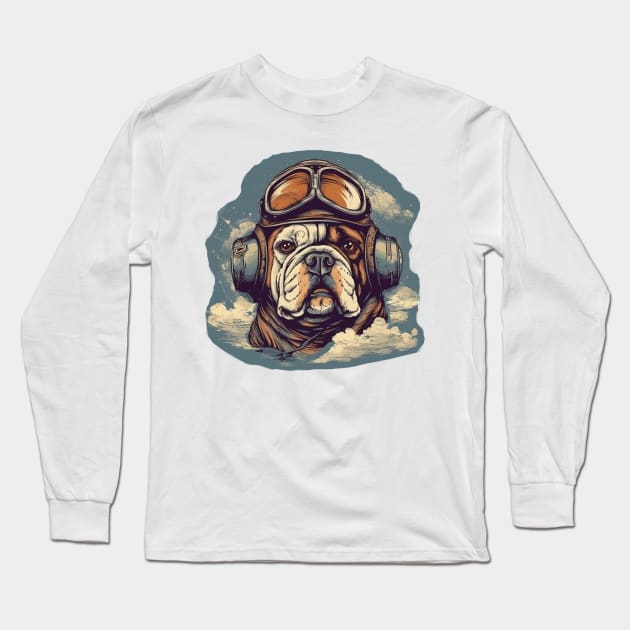 Aviator dog Long Sleeve T-Shirt by GreenMary Design